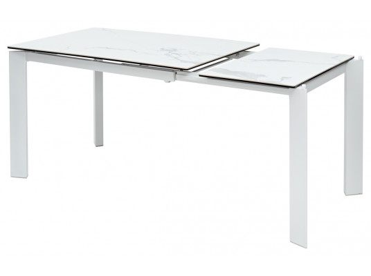 Стол CORNER 120 HIGH GLOSS STATUARIO керамика, стекло/ белый каркас, ®DISAUR