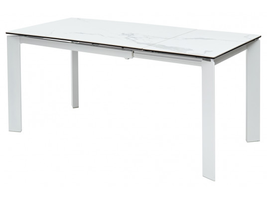 Стол CORNER 120 HIGH GLOSS STATUARIO керамика, стекло/ белый каркас, ®DISAUR