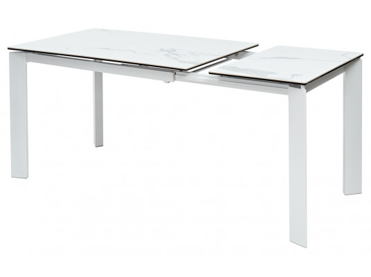 Стол CORNER 120 HIGH GLOSS STATUARIO керамика, стекло/ белый каркас, ®DISAUR