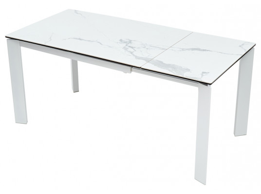 Стол CORNER 120 HIGH GLOSS STATUARIO керамика, стекло/ белый каркас, ®DISAUR