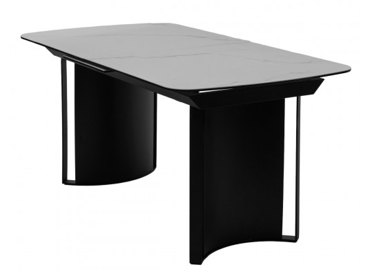 Стол RASMUS 160 TL-45 Белый мрамор, испанская керамика / черный каркас, ®DISAUR
