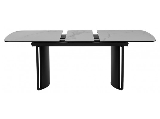 Стол RASMUS 160 TL-45 Белый мрамор, испанская керамика / черный каркас, ®DISAUR