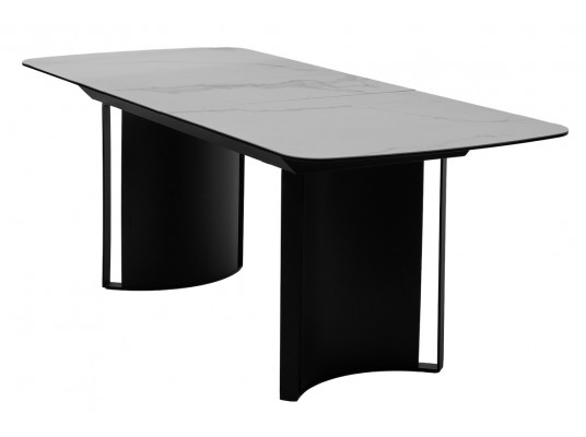 Стол RASMUS 160 TL-45 Белый мрамор, испанская керамика / черный каркас, ®DISAUR