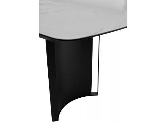 Стол RASMUS 160 TL-45 Белый мрамор, испанская керамика / черный каркас, ®DISAUR