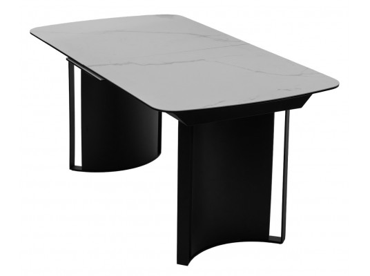 Стол RASMUS 160 TL-45 Белый мрамор, испанская керамика / черный каркас, ®DISAUR