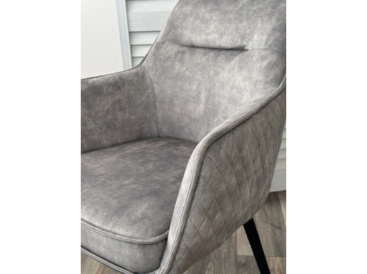 Стул RENLY 180 град. поворот. 7525-180 Серый, велюр / Черный, ®DISAUR