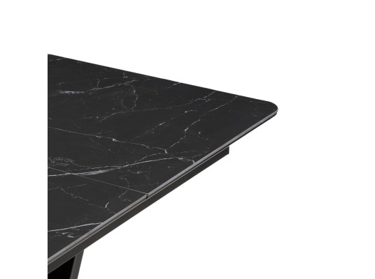 Керамический стол Бугун 120(160)х80х77 черный мрамор \ черный