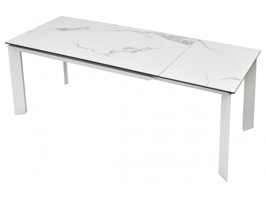 Стол CREMONA 140 MATTE STATUARIO Белый мрамор матовый, керамика/ белый каркас, ®DISAUR