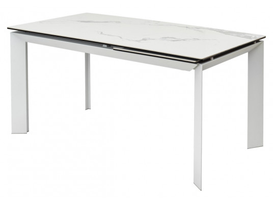 Стол CREMONA 140 MATTE STATUARIO Белый мрамор матовый, керамика/ белый каркас, ®DISAUR