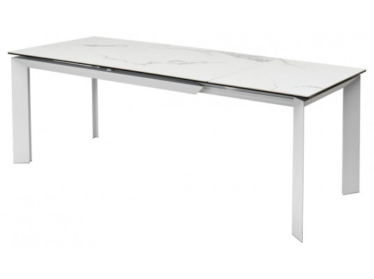 Стол CREMONA 140 MATTE STATUARIO Белый мрамор матовый, керамика/ белый каркас, ®DISAUR
