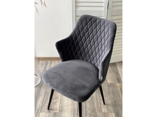Стул HERMAN 360 град. BM-3 ТЕМНО-СЕРЫЙ, велюр / черный каркас М-City