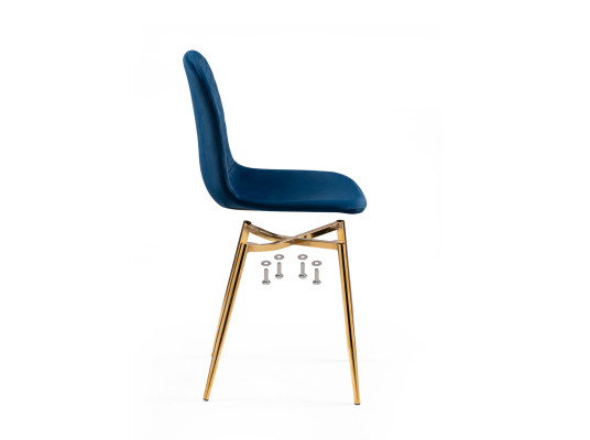 Стул на металлокаркасе Dabl dark blue \ gold