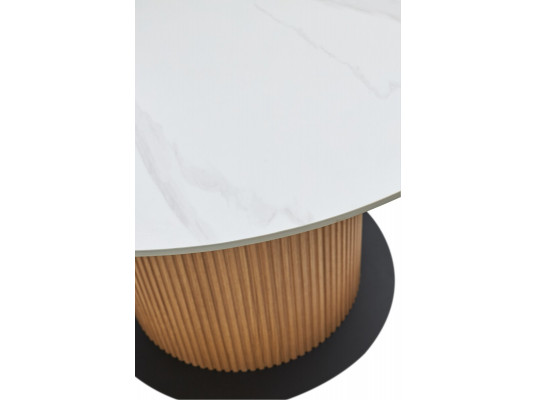 Стол MESA D120 цвет БЕЛЫЙ МРАМОР M326 / Каркас OAK, ®DISAUR