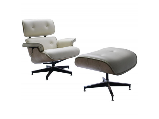 Кресло EAMES LOUNGE CHAIR и оттоманка EAMES LOUNGE CHAIR бежевые