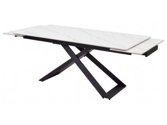 Стол LIVORNO 180 MATT WHITE MARBLE SOLID CERAMIC / BLACK, ®DISAUR