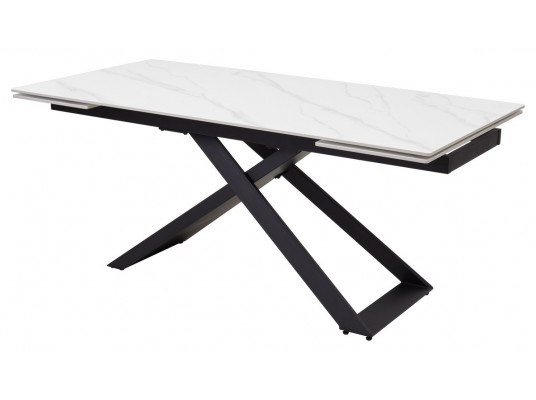 Стол LIVORNO 180 MATT WHITE MARBLE SOLID CERAMIC / BLACK, ®DISAUR