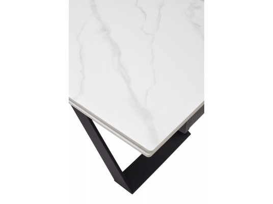 Стол LIVORNO 180 MATT WHITE MARBLE SOLID CERAMIC / BLACK, ®DISAUR