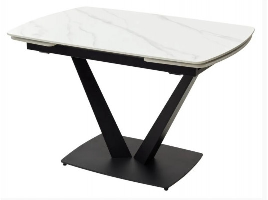 Стол ALATRI 120 MATT WHITE MARBLE SOLID CERAMIC / BLACK, ®DISAUR