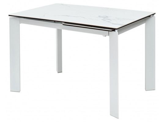 Стол CORNER 120 HIGH GLOSS STATUARIO керамика, стекло/ белый каркас, ®DISAUR
