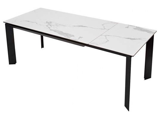 Стол CREMONA 140 MATTE STATUARIO Белый мрамор матовый, керамика/ черный каркас, ®DISAUR