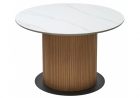 Керамический стол Mesa D120 белый мрамор M326 \ oak