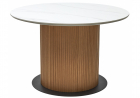 Керамический стол Mesa D120 белый мрамор M326 \ oak