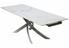 Керамический стол Estebio 160 gloss statuario white solid ceramic \ серый металлик